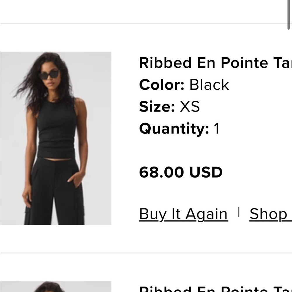 Ribbed En Pointe Black Tank